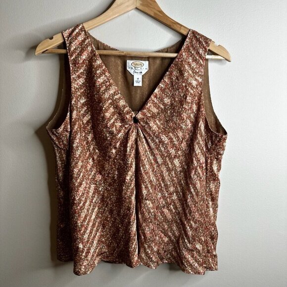 Vintage Talbots Babydoll Blouse Top Sz 16 Petite Brown Tan 100% Silk Y2K Fairy - Picture 1 of 11